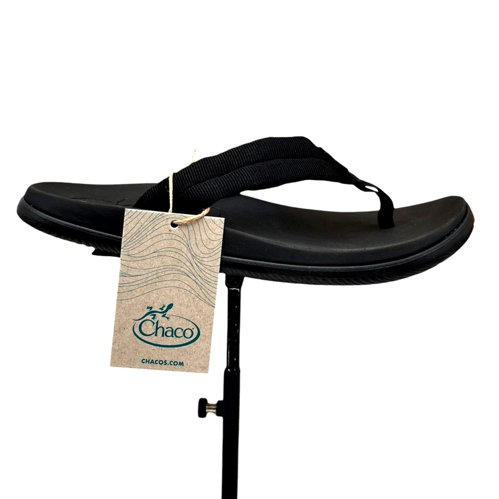 Chaco Women's Chillos Flip Flop Sandal Size 8 Solid Black Lightweight Comfort